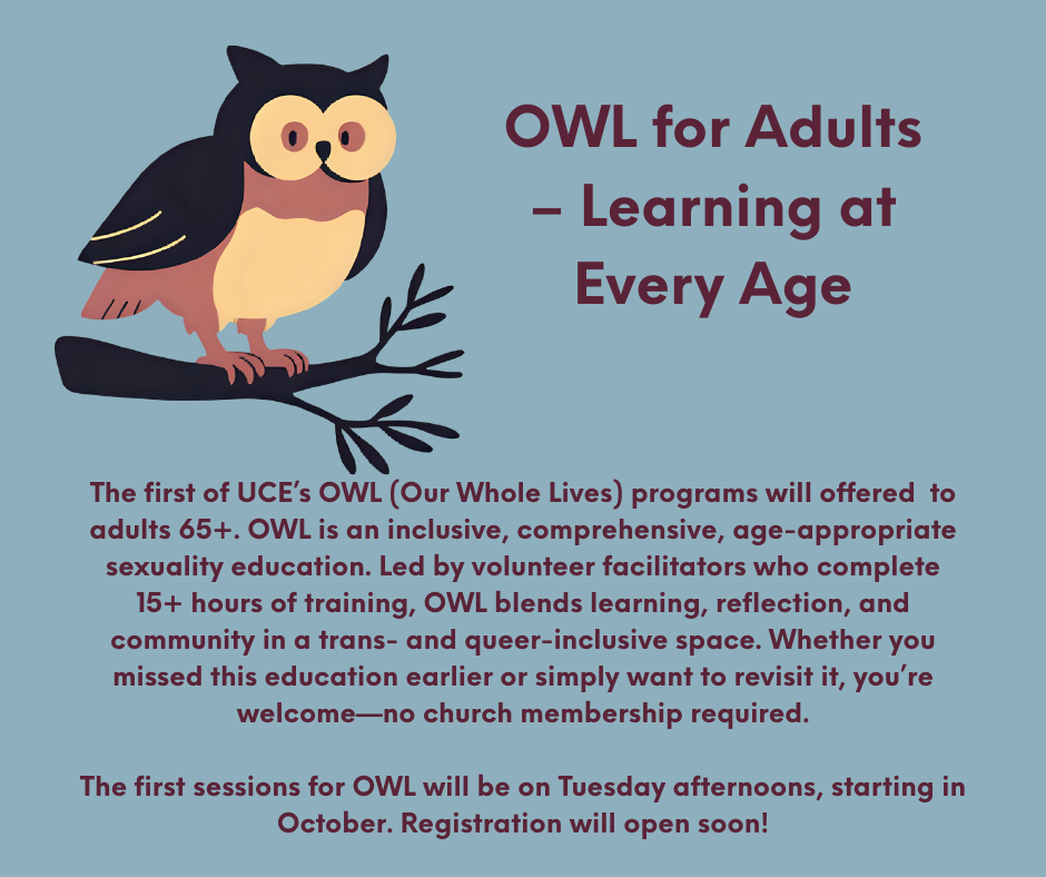 The first sessions for OWL will be on Tuesday afternoons, starting in October. Registration will open soon!